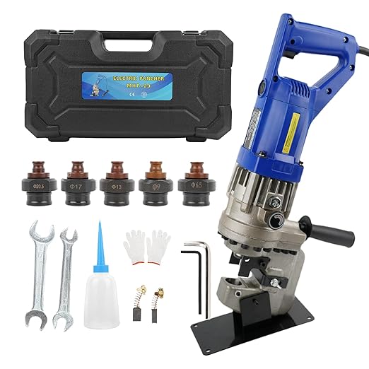 1300W Electric Hydraulic Hole Puncher, 110V Hydraulic Press Punching Tool, Metal Electric Punching Machine with Die 過1/4" 3/8" 1/2" 11/16" 4/5", for Steel, Aluminum, Copper