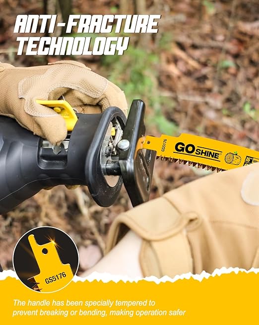 Goshine Japanese Teeth Reciprocating Saw Blades,15" Arc Curved Wood Pruning Sawzall Blades for Tree Trimming & Wood Cutting(6TPI/3Pack)