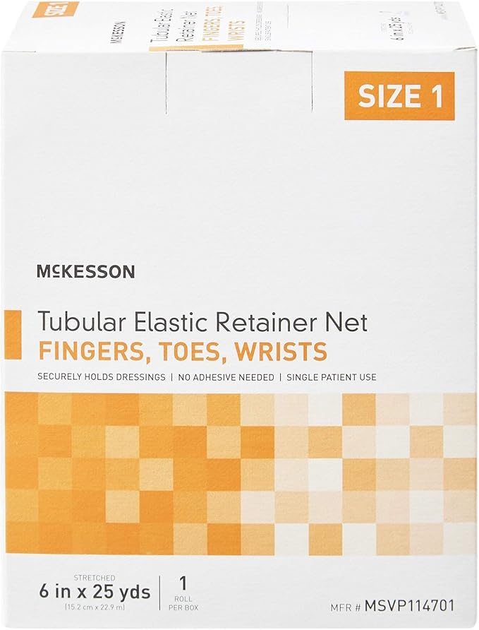 McKesson Tubular Elastic Retainer Net Dressing, Non-Sterile, Finger, Toes, Wrist, Size 1, 6 in x 25 yd, 1 Count, 1 Pack