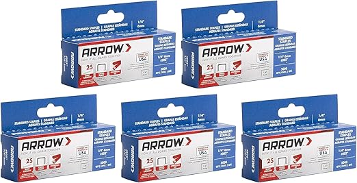 Arrow 202-EK 1/4-Inch Length Galvanized Steel Staples for Desktop Staplers only, Office Supplies for Desk Staplers for Business, Classroom Supplies, Home Office, and Craft Use, 5-Pack, 5000 Per Pack