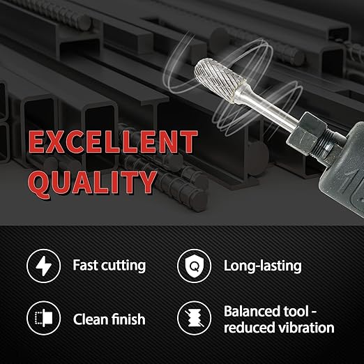 S&F STEAD & FAST Carbide Burr with 쩌??Shank 쩍??Cutter Dia 1??Length, Professional Grade Tungsten Carbide File, Die Grinder Bit for Electric or Air Die Grinder, Ball Nose, Grinding Burr bit for Metals