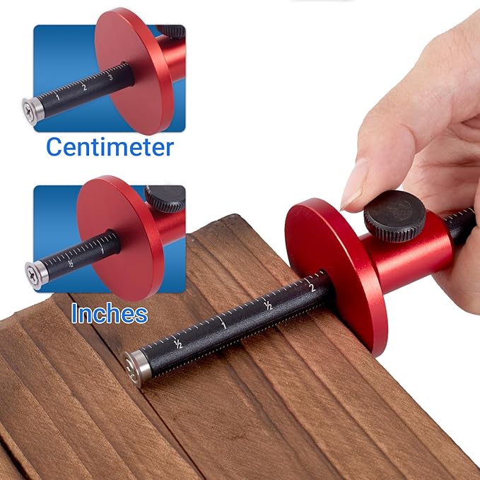 Wheel Marking Gauge for Woodworking, Micro-Adjustable Dovetail and Mortise Marker with Dual Metric Imperial Scales, Anti-Roll Design, Aluminum Alloy Carpentry Tool