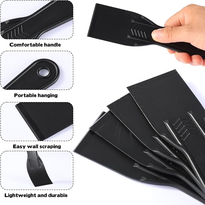 40 Pcs Plastic Putty Knife 2" Black Flexible Putty Knife Scraper Plastic Flexible Paint Scraper Tool for Spackling Repairing Walls Pasting Plaster Removing Wallpaper Applying Mud