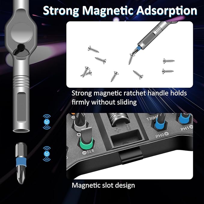 42 in 1 Magnetic Screwdriver Set, DIY Ratchet Screwdriver Set, Multi Bit Magnetic Drive Set with Detachable Ratchet Handle, Portable Compact Repair Tool Kit