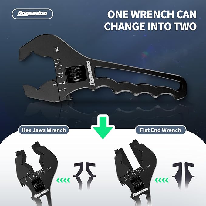 AOOSEDOO AN Fitting Wrench, AN Fitting Tool, AN Hose Fitting Wrench For 3AN-16AN Fittings Lightweight Aluminum Black. (With Anti-scratching Jackets)
