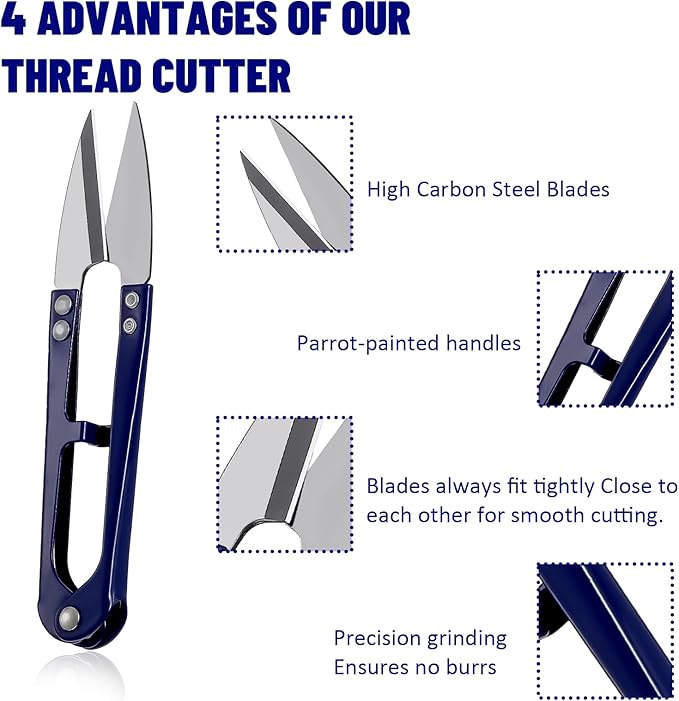 5 Pack 4.3inch Thread Snips Small High-Carbon Steel Sewing Scissors Mini Yarn Thread Cutter Snippers Trimming Nippers Supplies for Stitch DIY