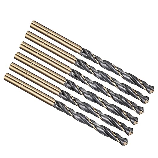 PATIKIL 5mm Drill Bit, Jobber Straight Shank 4341 High-Speed Steel 118째 Black and Gold Finish for Medium-Hard Metal Steel Acrylic - 6 Pack