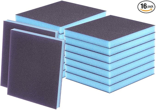 HARFINGTON 16pcs Superfine Sanding Sponge Blocks 800-1000 Grit Foam Sanding Block Pad for Polishing Kitchen Metal Wood Drywall, 120x100x12mm, Purple