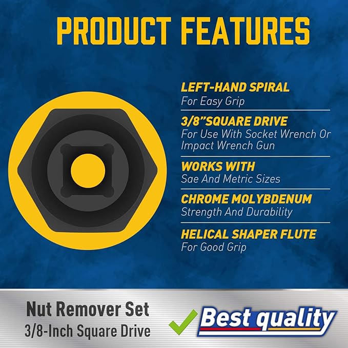 Amartisan Impact Bolt Extractor Tool, 13PC Bolt Nut Removal Extractor Socket Tool Set
