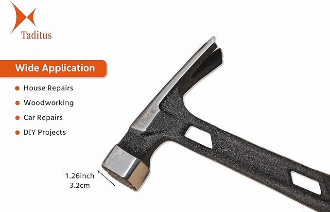 One-Piece Claw Hammer, Black and Red Handle