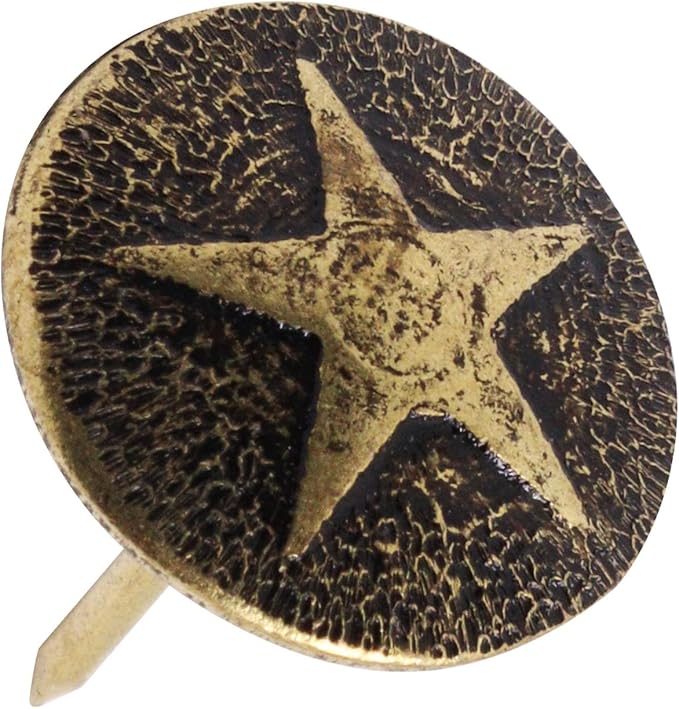 YuGtcen 100pcs Upholstery Tacks, Decorative Nails Thumb Tacks Round Metal Upholstery Nails for Wood Upholstery Pins Retro Furniture Tacks (16x20mm, Star Bronze)