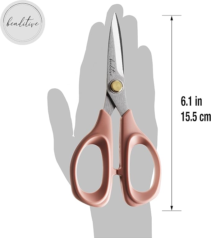 Beaditive Sewing Scissors - 6-Inch Stainless Steel Fabric Scissors - Professional Scissors With Serrated Blade for Cloth Cutting & Quilting - Comfortable Craft Tailor & Dressmaker Shears ??Light Coral