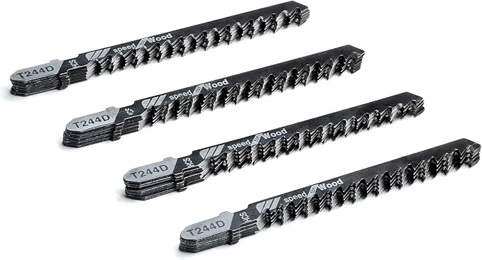 TAROSE 20-Piece T244D 4 Inch 6 TPI Assorted T-Shank Jig Saw Blades Set for Speed Cutting Wood, Scroll Cutting Wood