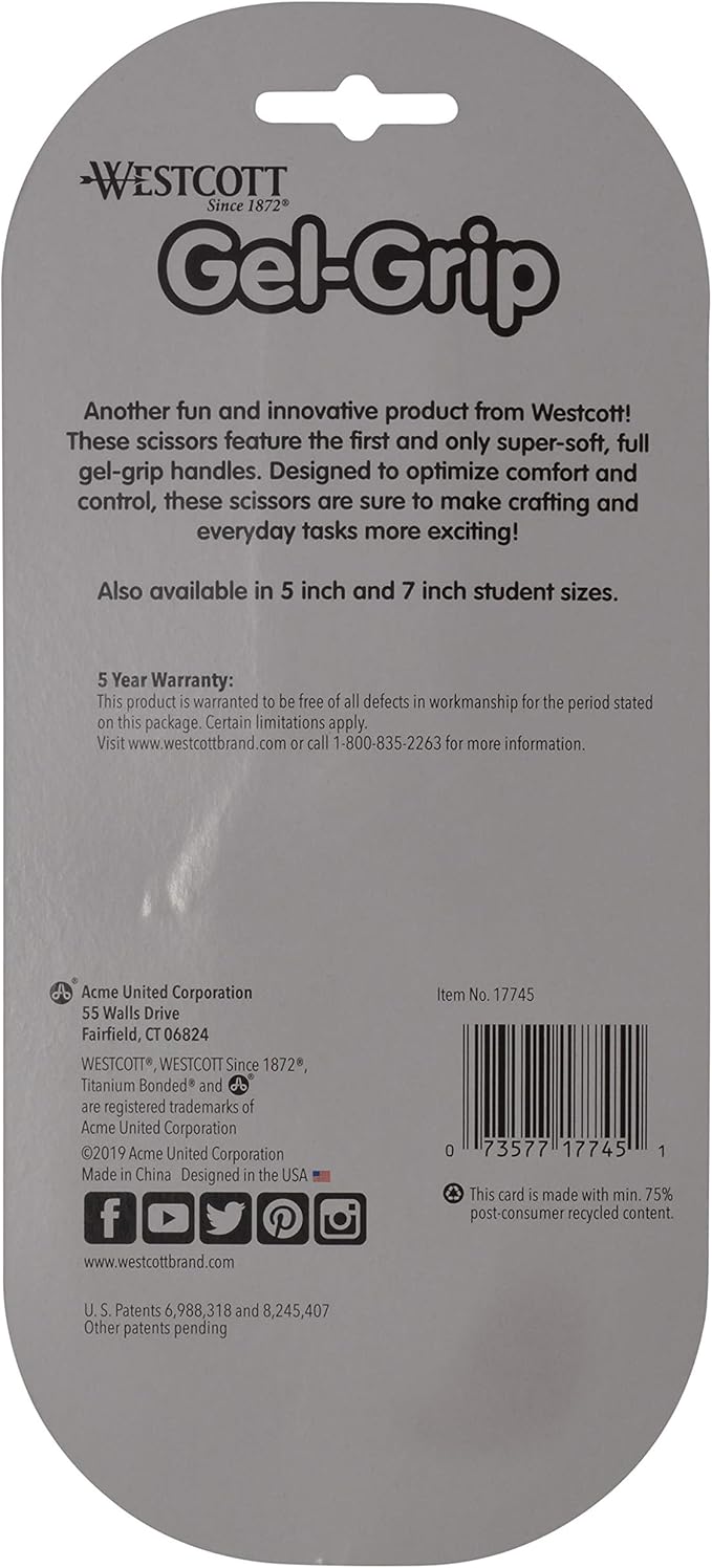 Westcott 8" Gel-Grip Multipurpose Scissors for Office and Home, Green