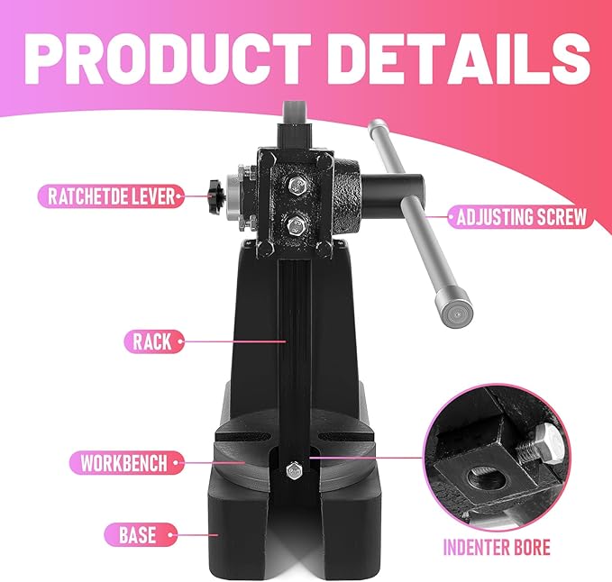 Heavy Duty 2 Ton Arbor Press, Manual Arbor Press, 8.5" Maximum Height, Cast Iron Desktop Press for Bending, Stamping, Forming, Stretching (2 Ton Black)