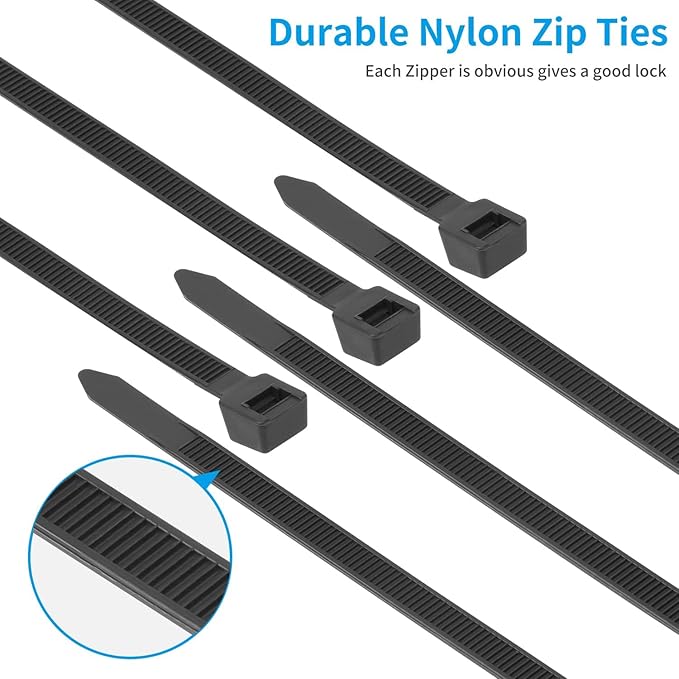 14 inch Black Zip Ties Heavy Duty 100 PACK, 200 LBS Ultra Exclusive Strong Plastic Wire Ties, Large Cable Ties Extra Long Tie Wraps, Indoor and Outdoor UV Resistant