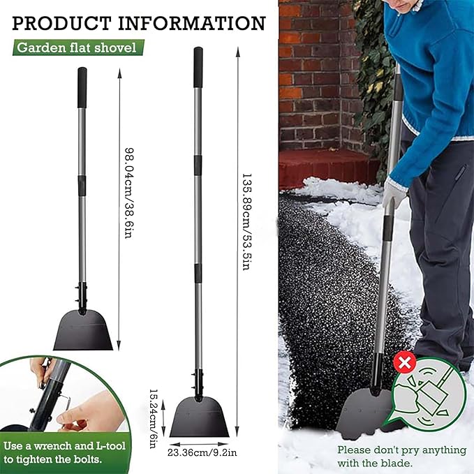 Flat Shovel, Ice Scraper, Snow Shovel, Ice Shovel, 54" Snow Ice Chopper for Walkway, Ice Removal Tool for Road Garden Scraper Garden Cleaning Scraper, Outdoor Weed Remove Tool for Lawn Edging