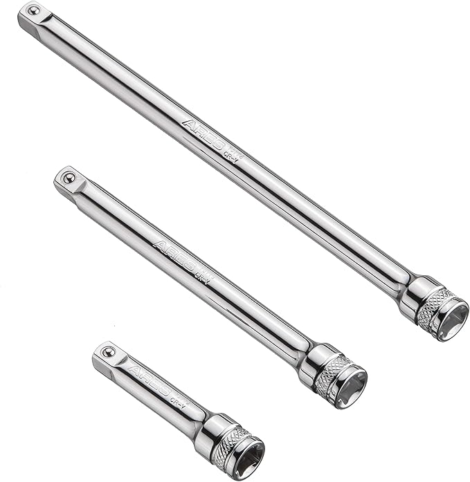 ARES 70243-3-Piece 1/4-Inch Drive Socket Extension Set - Includes 2-Inch, 4-Inch and 6-Inch Extensions - Premium Chrome Vanadium Steel with Mirror Finish