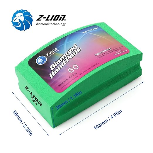 Z-lion Electroplated Diamond Polishing Hand Pads Grit 60 Arc Shape Back for Glass Stone Granite Marble