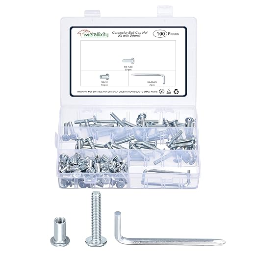 METALLIXITY Furniture Crib Screws Replacement Set with Wrench(M6-1x30mm) 100Pcs, Galvanization Connector Bolts M6 Screw Barrel Nuts Binding Screws, for Chair Cabinet Bed, Silver