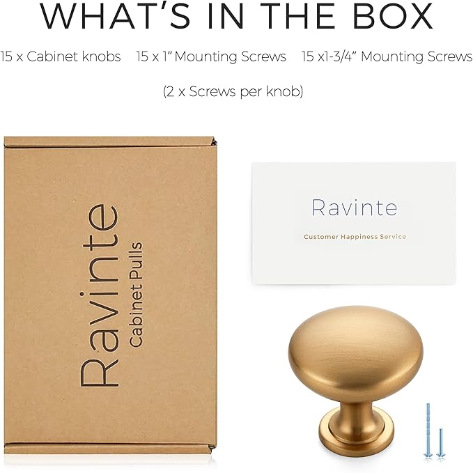 Ravinte 15 Pack Kitchen Cabinet Knobs Dresser Knobs Drawer Champagne Bronze Drawer Pulls Door Handles for Cupboard and Dresser