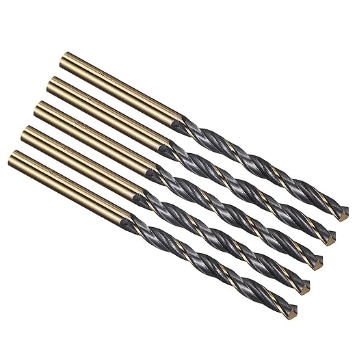 PATIKIL 4mm Drill Bit, Jobber Straight Shank 4341 High-Speed Steel 118째 Black and Gold Finish for Medium-Hard Metal Steel Acrylic - 5 Pack