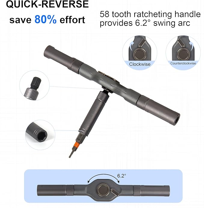 24-in-1 Ratchet Screwdriver Set, Magnetic Precision Bits with Detachable Handle & Case, Multi-Purpose Mini Screwdriver Kit for DIY, Home Repair