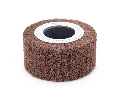 C.S. Unitec PTX Fleece Nonwoven Wheel | 80 Grit Metal & Wood Grinder Polisher Tool Wheel Attachment | 4" Diameter x 2" Wide (47402)