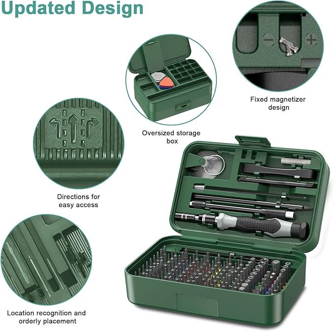 ORIA Precision Screwdriver Set, 132 in 1 Magnetic Repair Tool Kit with Case, Multi-function Manual Screwdriver Set with 108 Bits, Tweezers, Extension Rod, for Electronics, Watches, Glasses