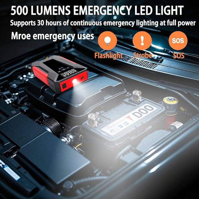 Car Jump Starter with Air Compressor, 4000A Portable Car Battery Jump Starter (8L Gas/6L Diesel), 12V Battery Charger Booster,150PSI Auto-Shutoff Tire Inflator, Portable Jumper Cables