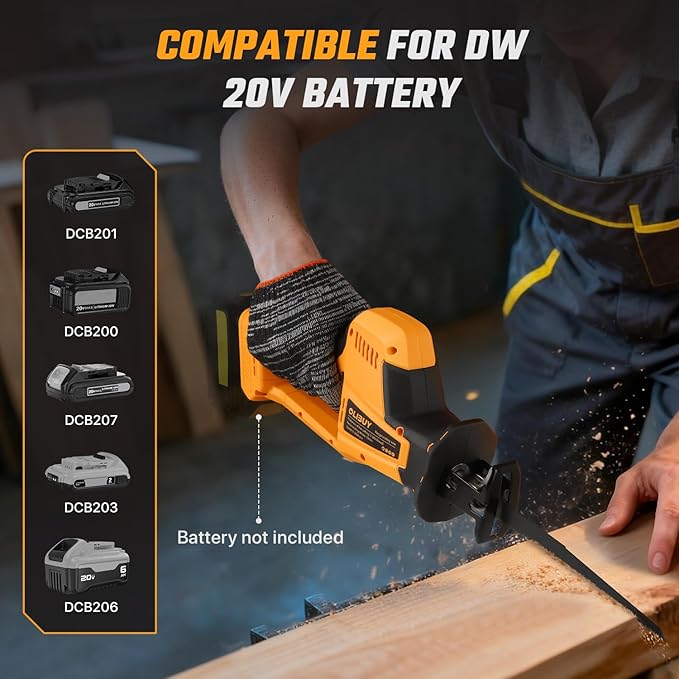 Reciprocating Saw for Dewalt 20V Battery,【Battery Not Included】,Cordless Sawzall with 8 Blades,0-3000SPM Variable Speed, Cordless Reciprocating Saws for Wood/Metal/PVC Cutting