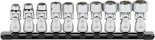 ARES 39015 ??10-Piece 3/8-Inch Drive Metric Universal Flex Socket Set ??6-Point Sockets from 10mm to 19mm - Universal Joint Flex Design For 360 Degree Access ??High Visibility Laser Markings