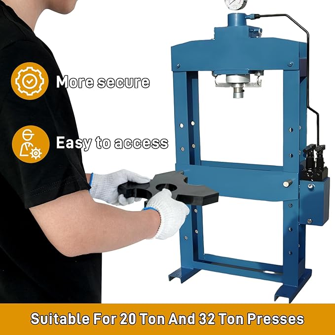 2 Pack Hydraulic Press Plates, H Frame Thickened Arbor Press Plate, 20 Ton and 32 Ton Shop Metal Press Plates with 5 Notch (7" x 7" x 1")
