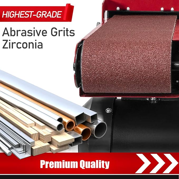 4x24 Belt Sander Sanding Belts, 12 Pcs Durable 4 x 24 Inch Sanding Belts60/80/120/180/240/400 Assorted Grits Aluminum Oxide Sanding Belt for Woodworking Metalworking
