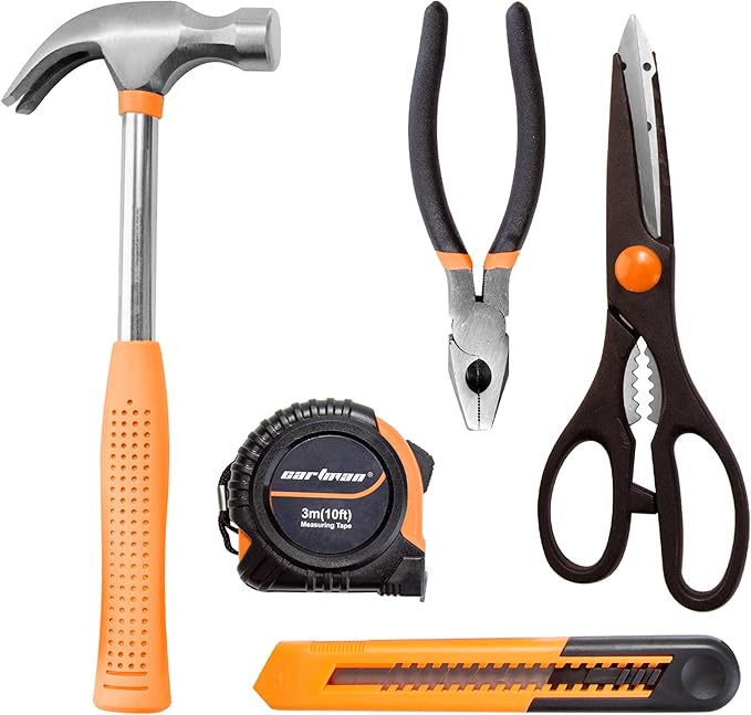 CARTMAN 126-Piece Home Tool Set Kit, Basic Household Hand Tools with Storage Case Orange