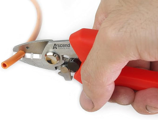 Ascend Tools 5.5 inch Three Hole Fiber Optic Stripper for Cable Splicing, Cable Preparation, Stripping Jacket, Buffer and Cladding from Fiber Core