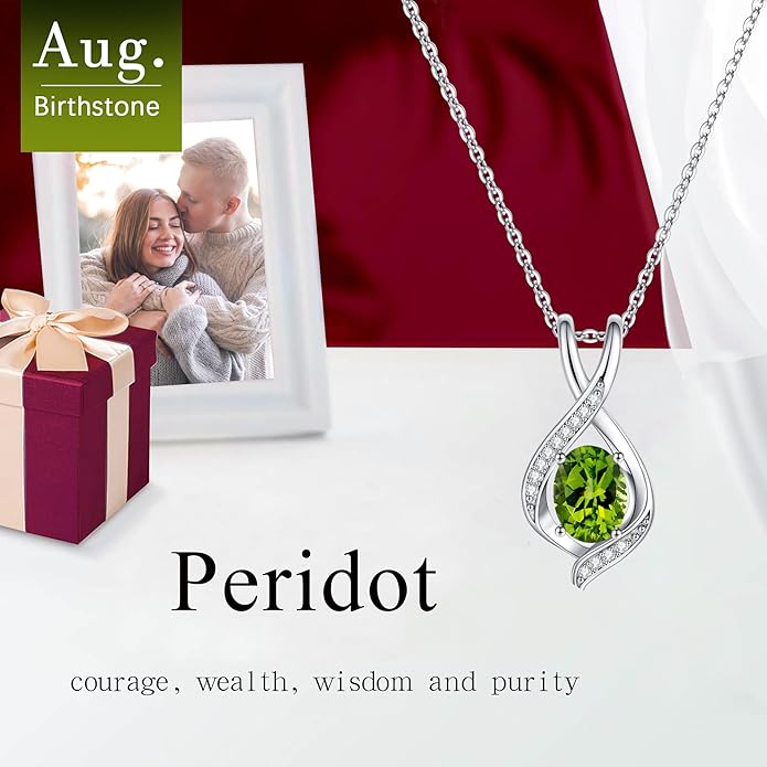SMILEST Oval Sparkle Birthstone Pendant Necklace, 925 Sterling Silver Gemstone Pendant Anniversary Birthday Gifts for Women Wife Girlfriend Mom Grandma Birthstone Necklace for Women Jewelry Gifts
