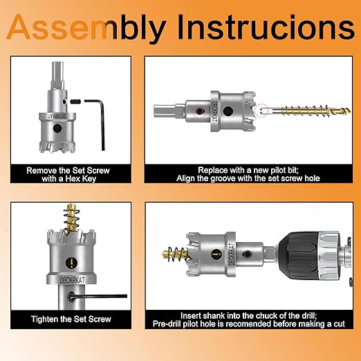 2-Pack 2-3/8" TCT Hole Saws for Hard Metal, Heavy Duty 60mm Tungsten Carbide Tipped Hole Cutters Set with Spring-Loaded Pilot Drill Bits for Stainless Steel, Metal, Iron, and Plastic.