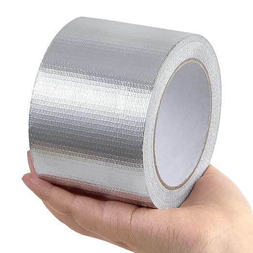 Aluminum Foil Tape - 3 Inch X 66 Feet, 5.91 Mil Thick Fiberglass Reinforced High Temperature Heat Shield Tape for HVAC, Hose and Auto Use