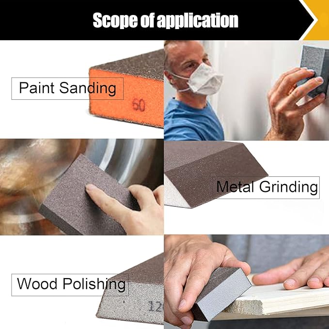 8 Pack Sanding Block, Single & Dual Angle Sanding Sponge Washable and Reusable Sanding Block for Wood Drywall Metal Glasses 60/80/120/180/220 Grit Sandpaper Block 2-3/4" 횞 5"