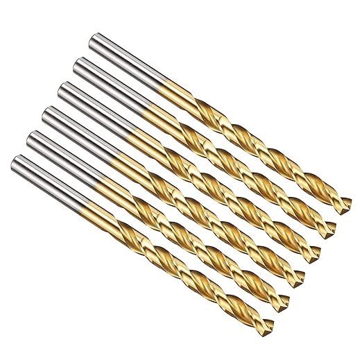 PATIKIL 6mm Drill Bit, M42 8% Cobalt High-Speed Steel Jobber Straight Shank 135° Titanium Nitride (TiN) Coated for Hard Metal Stainless Steel - 6 Pack