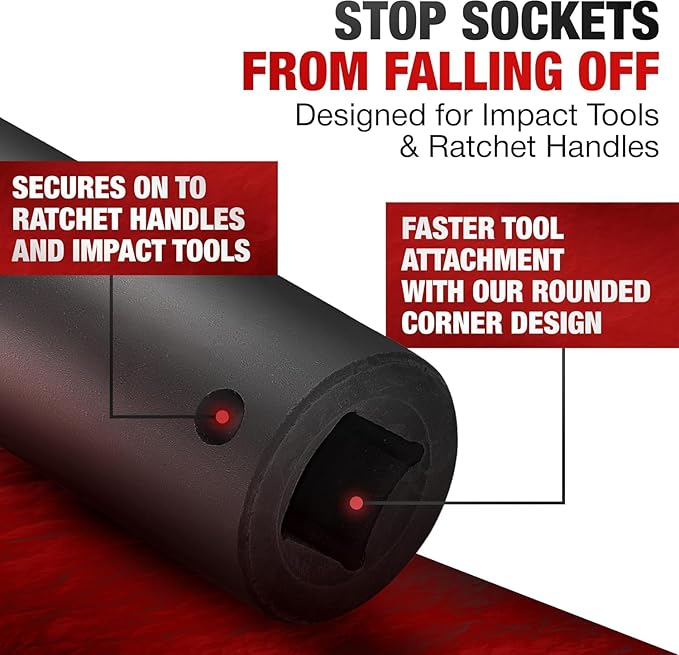 TIGHTSPOT 1/2 Inch Drive - 15 mm Deep Impact Socket with Anti-Rounding 6 Point Design, Heat-Treated CRV Steel, Metric