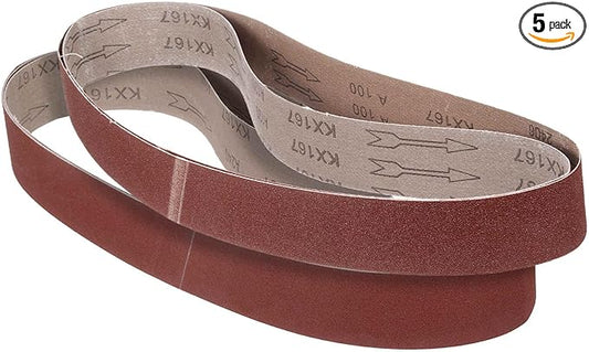 2 x 36 Inch Sanding Belt, 5 Pcs 60/80/120/240/400 Grits Aluminum Oxide Knife Sharpener Belts Work Sharpening for Belt Sander Knife Carving Tool Metal Working