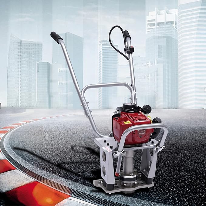4-Stroke Gas Concrete Vibrating Machine, 900W 35.8CC Commercial Power Screed Vibrating Screed Power Unit Concrete Wet Screed Gasoline Cement Vibrator with 0.65L Fuel Tank for Pavement & Bridge Decks