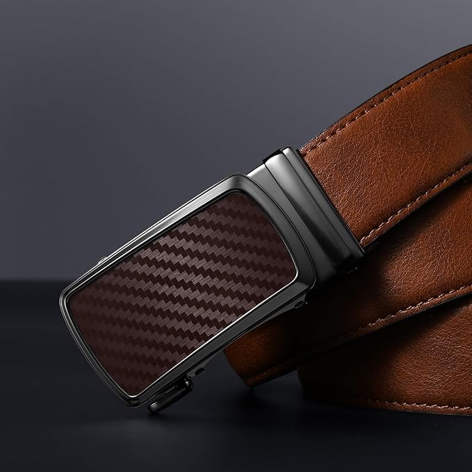 Zitahli Belt Men, Ratchet Belt Dress with 1 3/8" Premium Leather,Slide Belt with Easier Adjustable Automatic Buckle