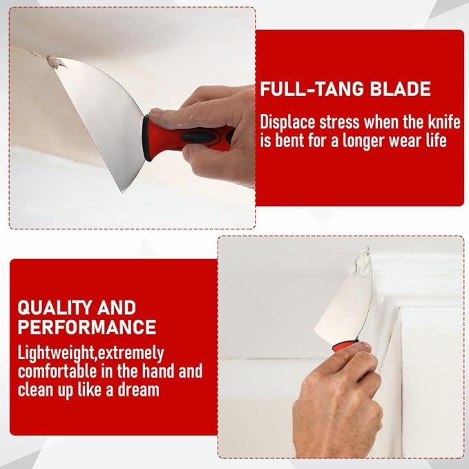 Lothee 6" Clipped Drywall Pointing Knife Metal Hammer End Professional Finishing Tools High-quality Drywall Knife for Work in Narrow Spaces Plasterboard