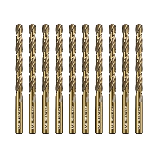 SALI Cobalt Drill Bit Set, 10Pcs 5/16" M35 High Speed Steel Jobber Length Drill Bit Kit for Hardened Metal, Stainless Steel, Cast Iron, Wood and Plastic, with Index Storage Case