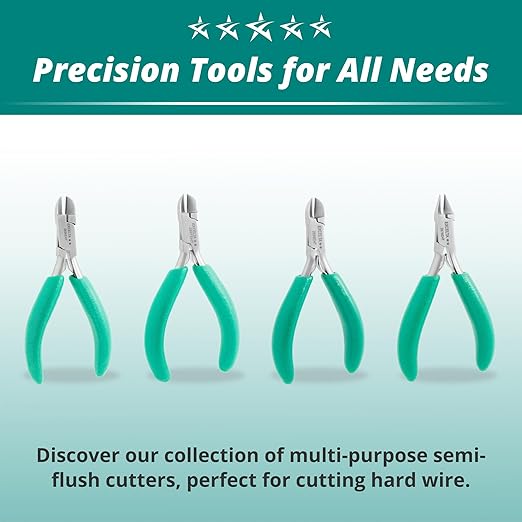 Excelta 2897EHT Medium Round Head Semi-Flush Cutters, Hard Wire SS/Carbide Inserts, Anti-Static Grips, 0.010??0.020??Cutting Capacity, 4.5" OAL, 4.5 OZ, Intermediate