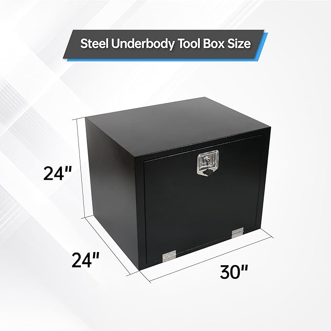 30 Inch Steel Underbody Tool Boxes, Heavy Duty Underbody Toolbox for Truck with Latch, Black (30''*24''*24'')