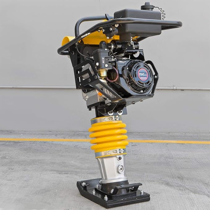Heavy Duty Stark USA 6.5HP 213lbs Walk-Behind Jumping Jack Gas-Powered Concrete Construction Compactor DIY Jack Tamper Punch 13" x 11.4" Plate
